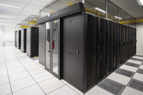Rows of locked cabinets in the data hall at the Caznet Adelaide data centre