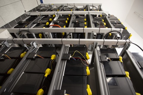 UPS battery racks viewed from above